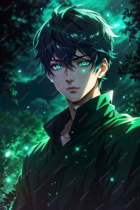 Premium Photo | Anime Sigma Boy with Green Eyes