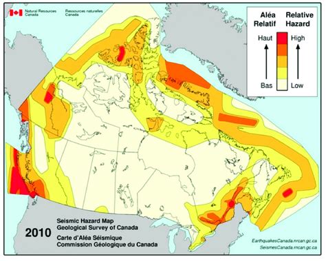 Seismic hazard map of Canada (www.earthquakescanada.ca). | Download ...