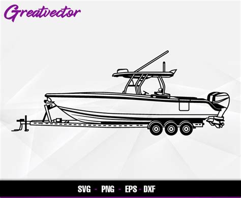 Center Console Boat on a Trailer L EPS SVG PNG Dxf L Vector Art - Etsy