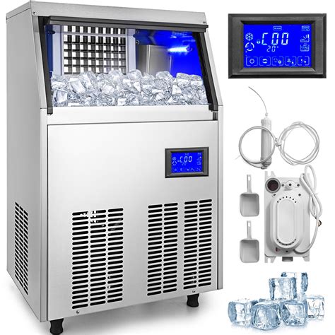 VEVOR Commercial ice Maker 132lbs/24h with Electric Water Drain Pump ...