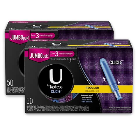 The U by Kotex Click Compact Tampons, Regular Absorbency, Unscented ...