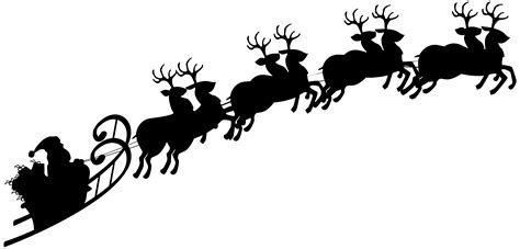 Santa Sleigh Silhouette PNG Clipart Image