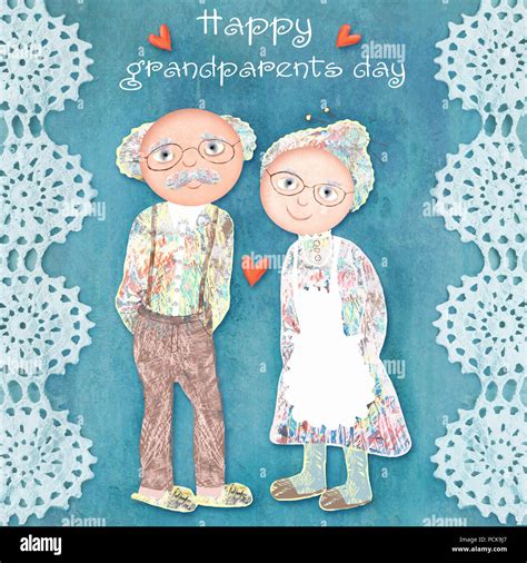 National happy grandparents day. A sweet illustration of senior man and ...