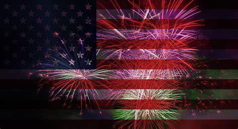 American Flag with Fireworks Display Photograph by David Gn - Pixels