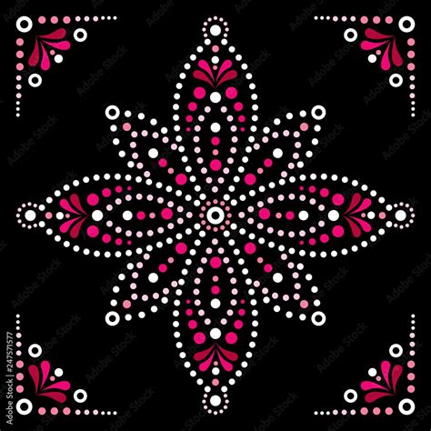 Dot art vector flower, traditional Aboriginal dot painting design ...