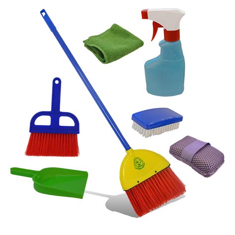 "Childrens Cleaning Set- Broom, Dustpan, Mini Sweeper, Spray Bottle ...