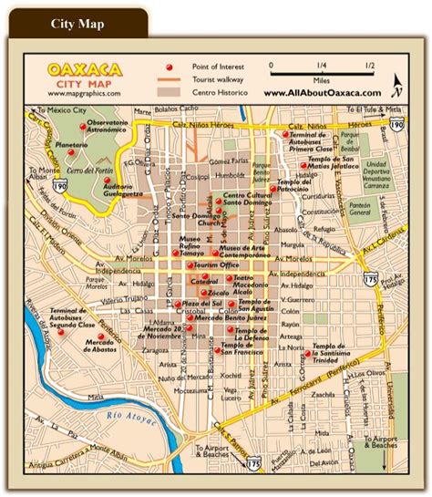 Centro historico mexico, Oxaca, Map