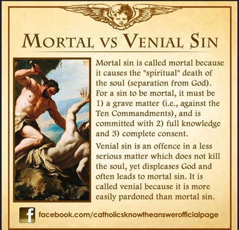 Mortal vs venial sin | Catholic theology, Catholic doctrine, Catholic ...