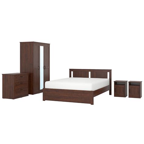 SONGESAND bedroom furniture, set of 5, brown, 150x200 cm - IKEA Malaysia