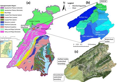 Location of Spring Creek watershed, Centre County, Pennsylvania, USA ...