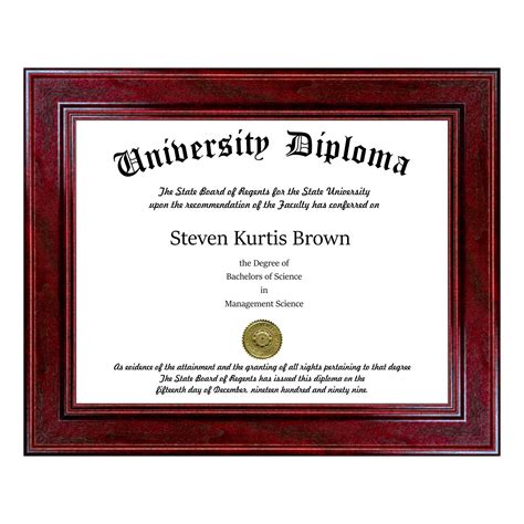 Single Diploma / Document Frame for 11" wide x 8.5" Tall Diploma ...