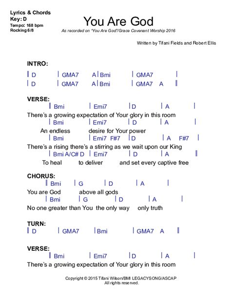 You Are God Chords PDF (Robert Ellis / Grace Covenant Worship ...