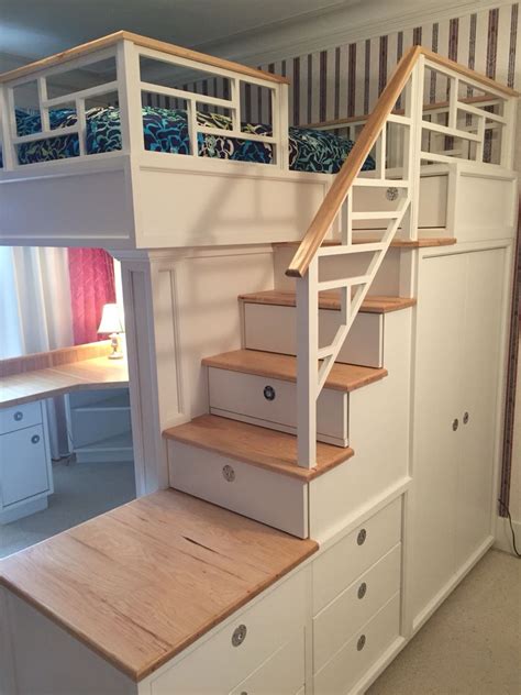 Loft bed with stairs, drawers, closet, shelves and desk | Build a loft ...