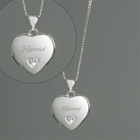 Personalised Children's Sterling Silver & Cubic Zirconia Heart Locket ...