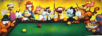 CARTOON CATS PLAYING POOL POSTER -GARFIELD,FELIX,TIGGER | #83850281