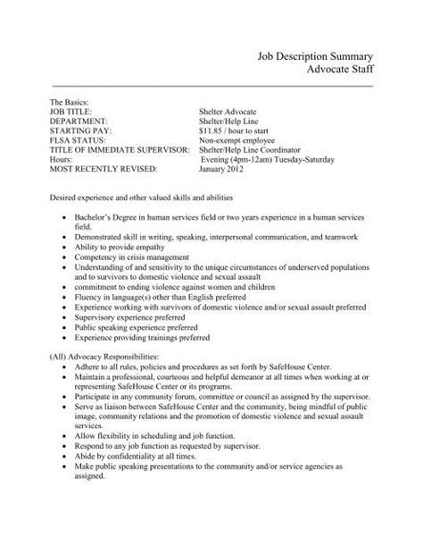 Court Appointed Special Advocate Job Description - prntbl ...