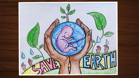 How To Draw Save Trees Save Water Save Earth Poster Drawing Youtube ...