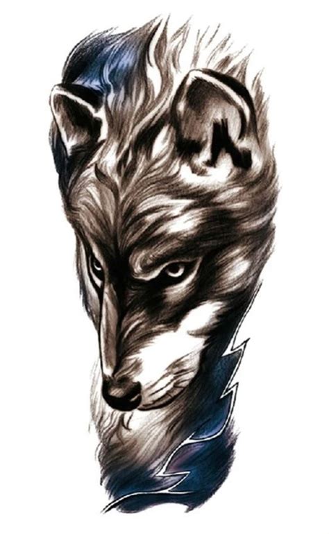 Large Colorful Wolf Temporary Tattoo Realistic Wolf Eyes - Etsy