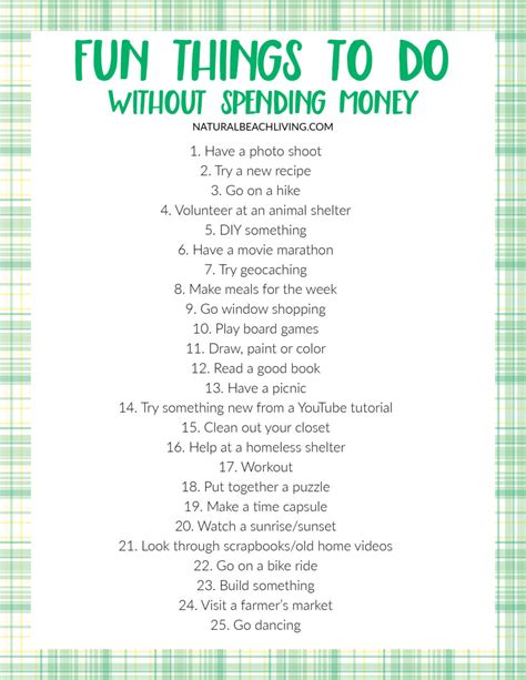 25+ Fun Things To Do Without Spending Money - Natural Beach Living