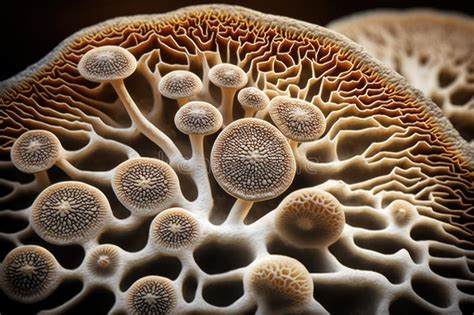 Natural Fungus Mycelium Network Texture Closeup Stock Illustration ...