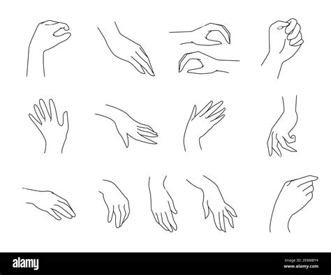 Simple outline vector Illustration of hands palms in different ...