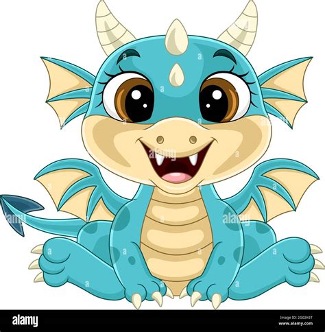 Cartoon funny baby dragon sitting Stock Vector Image & Art - Alamy