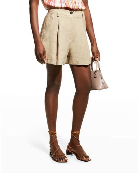 Zeus and Dione Dionysus Pleated Linen Shorts | Neiman Marcus