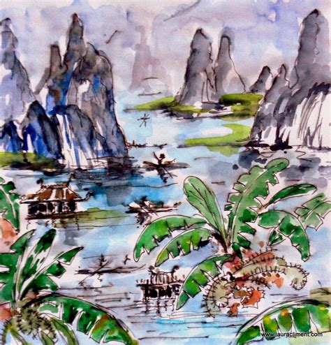 Vietnam landscape. Vietnam Painting, Landscape Drawings, Artwork ...