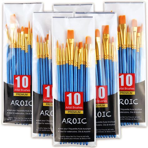 Buy Acrylic Paint Brush Set, 6 Packs / 60 pcs Nylon Hair Brushes for ...