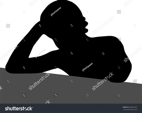 Silhouette Very Sad Boy Sitting Alone Stock Vector (Royalty Free ...