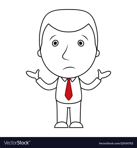 Businessman line cartoon face confused expression Vector Image