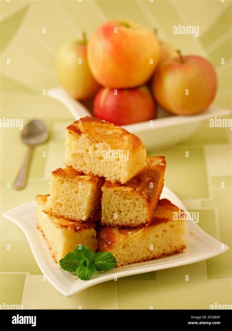 Apple sponge cake. Recipe available Stock Photo - Alamy