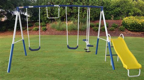 Kids Play All Day Backyard Heavy Duty Metal Swing Set Slide Outdoor ...