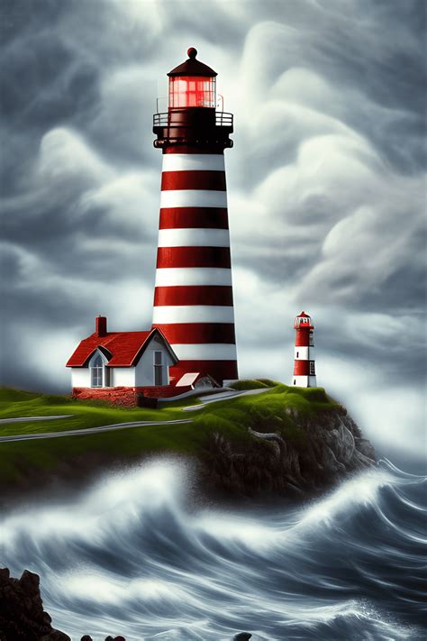 Lighthouse in a Storm · Creative Fabrica