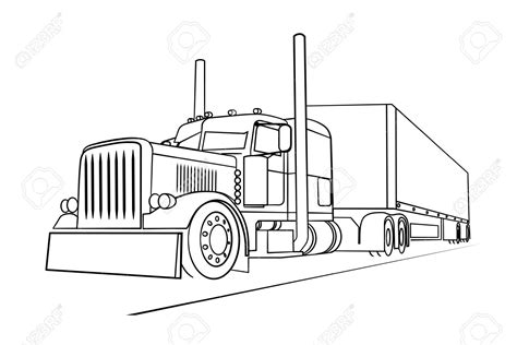 Semi Truck Outline Drawing at PaintingValley.com | Explore collection ...