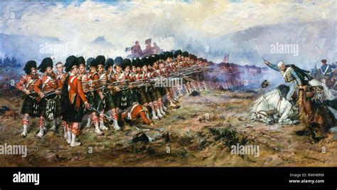 The Thin Red Line, Battle of Balaclava, painting by Robert Gibb, 1881 ...