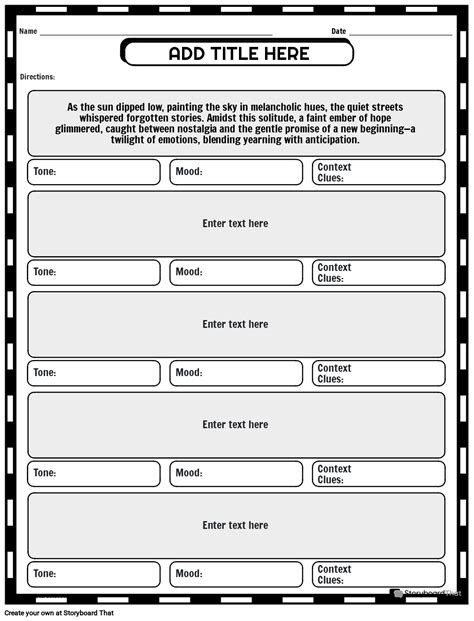 Free Tone and Mood Worksheets to Analyze Literature