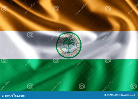 Miami Florida Realistic Flag Illustration. Stock Illustration ...