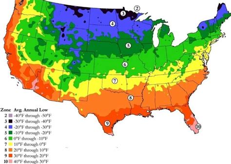 Usa Growing Zone Map Chart