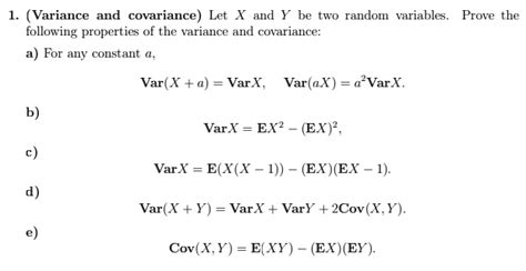 SOLVED: (Variance and covariance) Let X and Y be two random variables ...