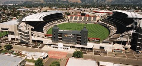 Lancaster Park stadium prior to the earthquakes looking south. Deans ...