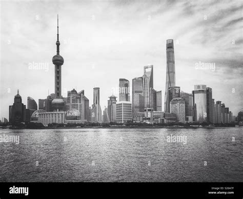 Black and white skyline in Shanghai, China Stock Photo - Alamy