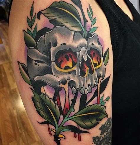 Green Skull by @demonkiller1 at Salvation Tattoo in Richmond Virginia ...