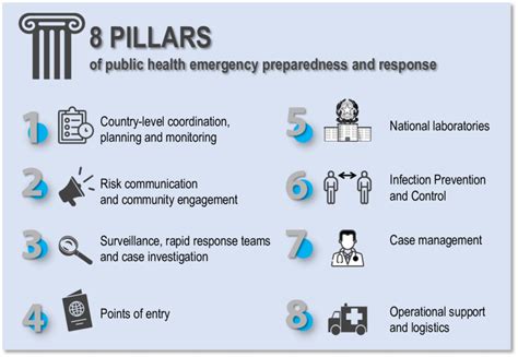 The 8 WHO strategic pillars for public health emergency preparedness ...