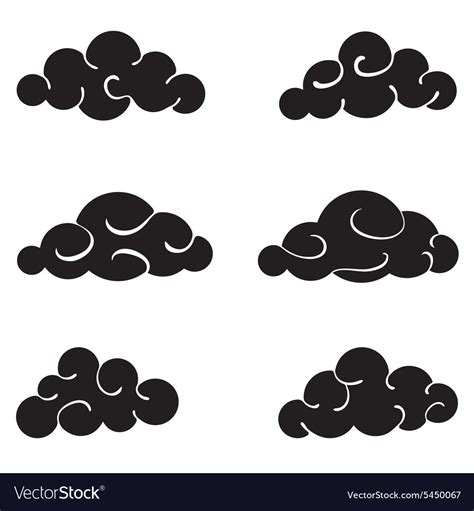 Clouds black set isolated on white background Vector Image