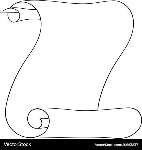 Vertical paper scroll outline drawing Royalty Free Vector