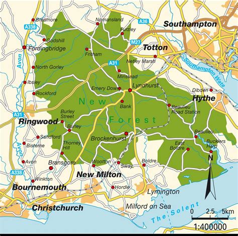 Map New Forest National Park, England, UK. Maps and directions at hot-map.