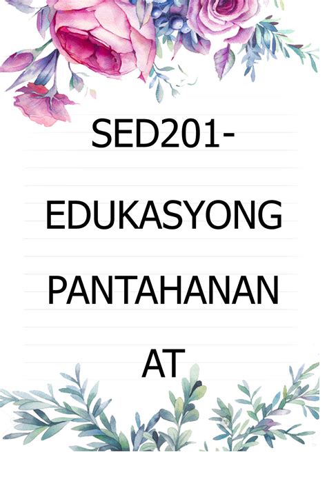 EPP Portfolio FOR THE GRADE5 - SED201- EDUKASYONG PANTAHANAN AT ...