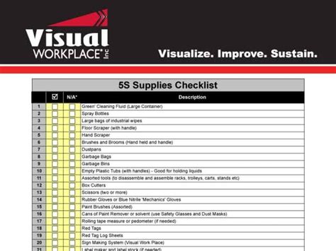 5S Supplies Checklist - Visual Workplace, Inc.