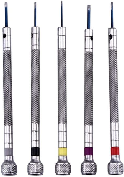 5 Pieces Watchmakers Jewelers Screwdrivers Set with 5 Replacement Tips ...